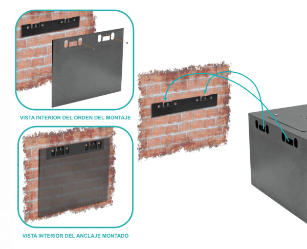 45cm-Fondo 9U Gabinete Rack Pared Negro inc-M6-2U - Imagen 5