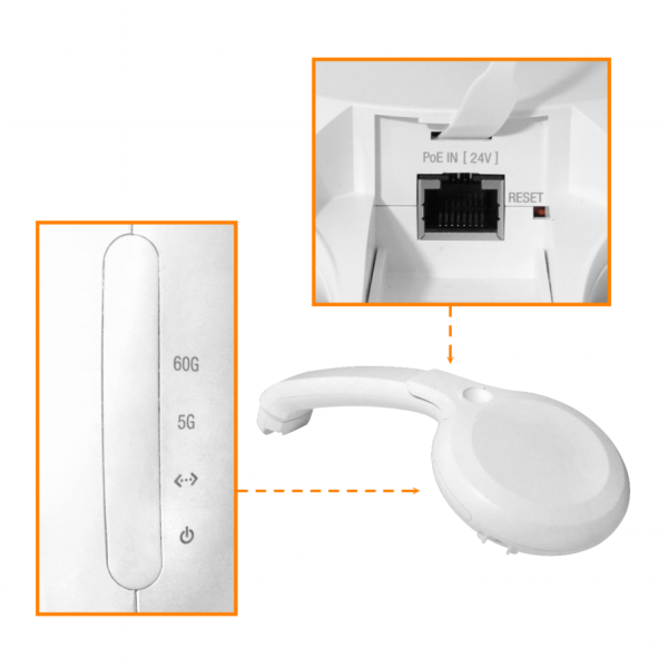 UBIQUITI 60GHz 5GHz 38/11dBi 57-66GHz 1-1000 airMAX 1Gbps 2km inc24V - Imagen 4