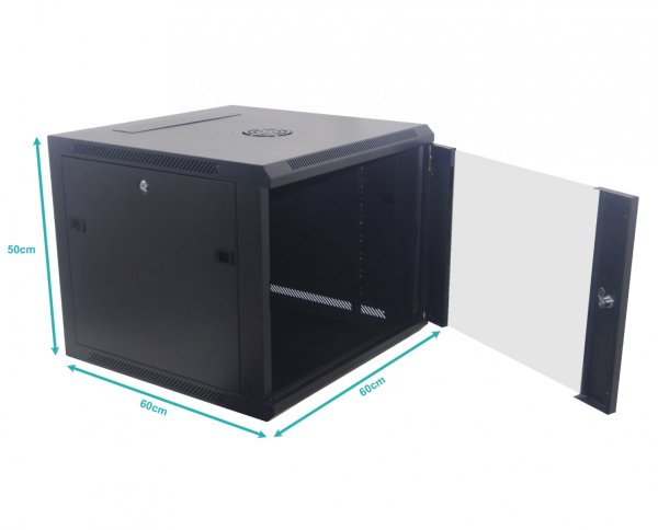 60cm-Fondo 9U Gabinete Rack Pared Negro inc-M6-2U - Imagen 2