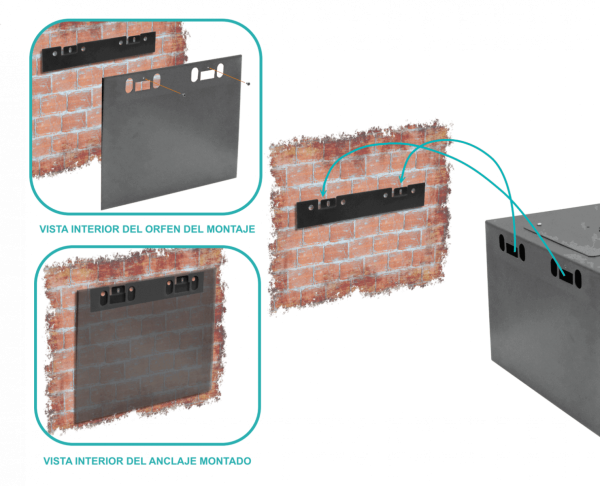 60cm-Fondo 9U Gabinete Rack Pared Negro inc-M6-2U - Imagen 4