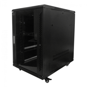 LINKMADE 18U 90CM-FONDO RACK PISO C/PDU-VENT NEGRO