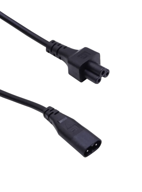 Fig8-C8-Macho Trebol-C5-Hembra Cable Poder 30cm Negro 10A 3x0,75mm