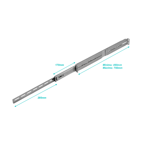 2U Fondo-490-750mm Riel de Rack deslizable-455mm