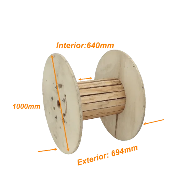 Diametro-100cm Ancho-70cm Carrete Vacio Madera p/Cable de Fibra Optica