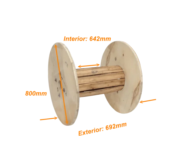 Diametro-80cm Ancho-70cm Carrete Vacio Madera p/Cable de Fibra Optica