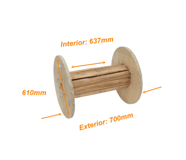 Diametro-60cm Ancho-70cm Carrete Vacio Madera p/Cable de Fibra Optica