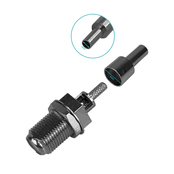 F-Hembra RG316 Conector Coaxial Crimpeable CA100 RG174