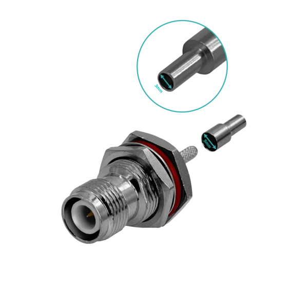 RPTNC-Hembra RG316 13mm-Diamet Panel Conector Crimpeable Coaxial CA100