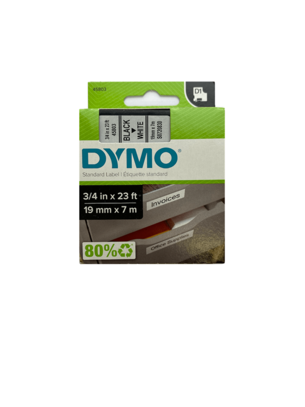 DYMO 19mm Negro en Fondo Blanco Cinta 7mt D1-Label Cassette