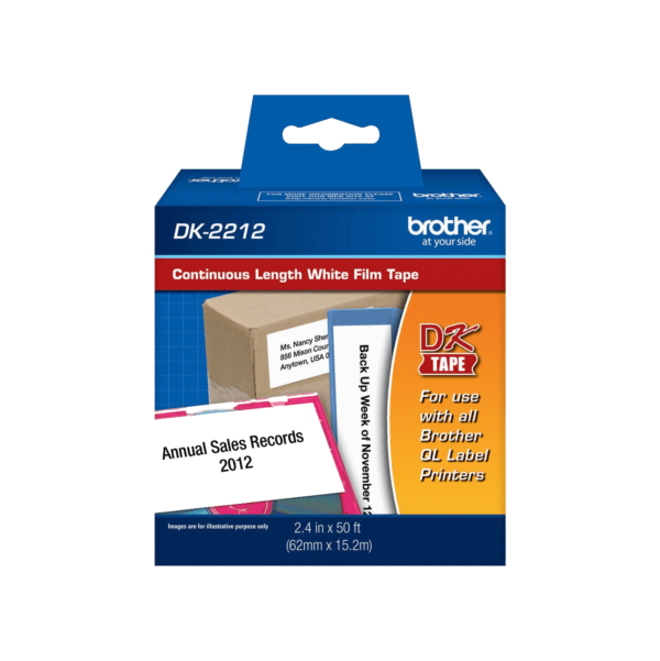 BROTHER 62mm 15,2mt Negro sobre Blanco Plastificado-Continuo Adhe p/QL