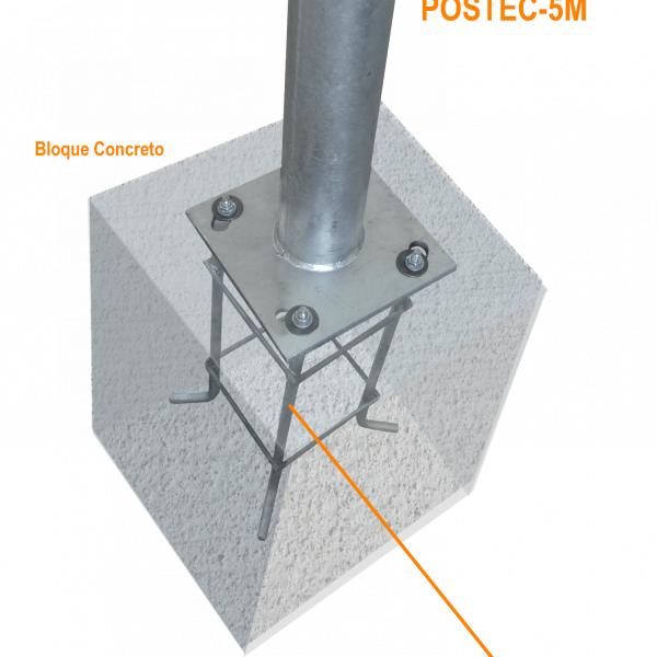 Alt-550mm 185x185mm Canastillo Fierro ObraCivil Base p/POSTEC-7M/6M - Imagen 2