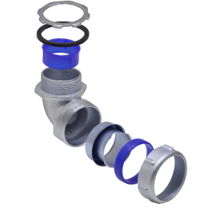 Metalico 1-1/2-Pulg Codo Prensa Estopa para Flexible Aislacion IP65