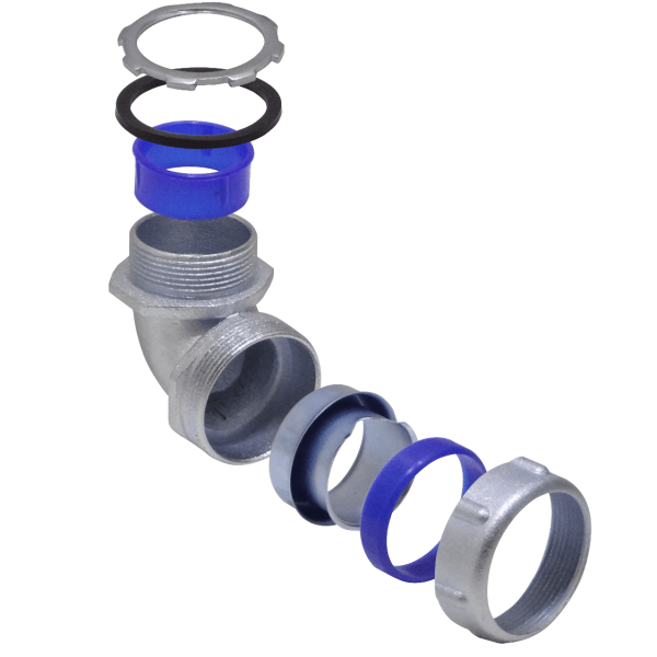 Metalico 1-1/2-Pulg Codo Prensa Estopa para Flexible Aislacion IP65