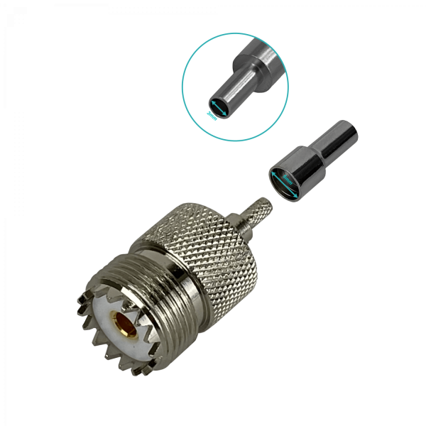 UHF-Hembra RG316 Conector Crimpeable CA100 RG174 - Imagen 4