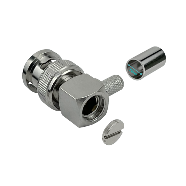 BNC-Macho 90-Grados LMR195 Conector Crimpeable RG58 RG142 - Imagen 3