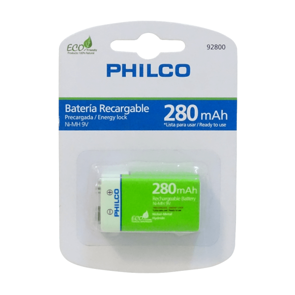 PHILCO 9V 280mAH Pila/Bateria Recargable Ni-MH 42ULX92800 - Imagen 2
