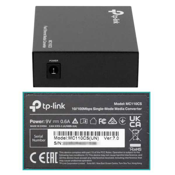 TP-LINK SM MONOMODO TRANSCEIVER 100MBPS 2-SC 20KM Plug-5,5x2,1mm - Imagen 4