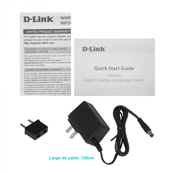D-LINK 8-1000 Gigabit Switch Desktop no-Administrable no-Rack inc-5v1A - Imagen 2