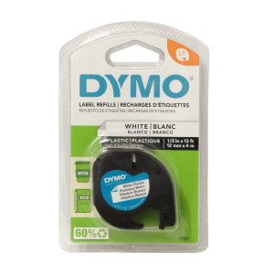 DYMO NEGRO SOBRE BLANCO 12MM X 4M ETIQUETA PLASTICA LETRATAG