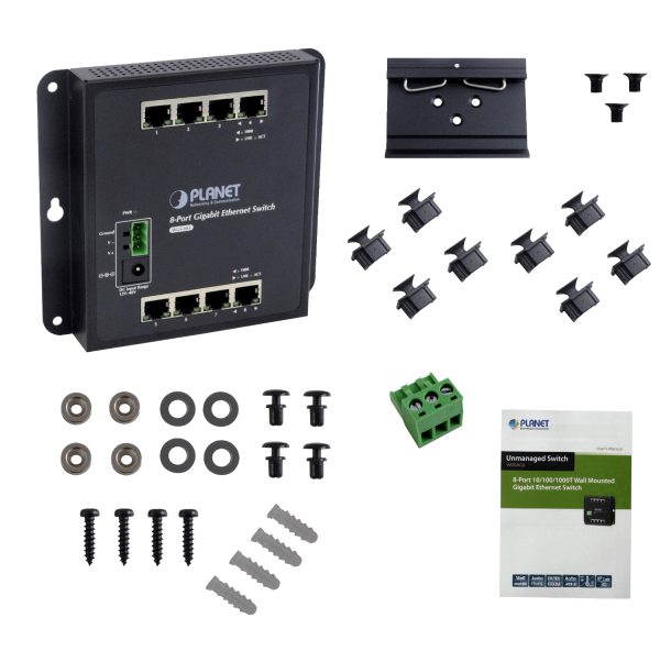 PLANET 8-1000 Switch Industrial no-Admin Plano/DIN req/12-48VDC IP30 - Imagen 5