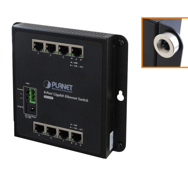 PLANET 8-1000 Switch Industrial no-Admin Plano/DIN req/12-48VDC IP30
