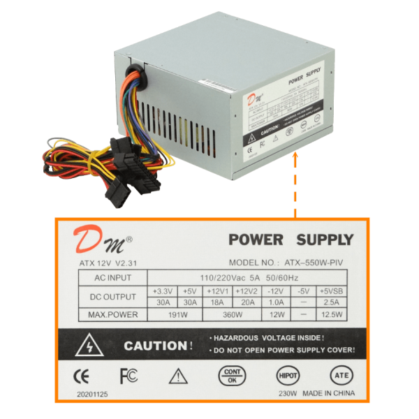 DM Fuente Poder ATX 550W Sata requiere cable poder C13 opc-salida-C14 - Imagen 3
