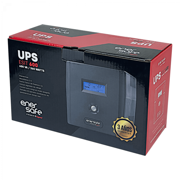 ENERSAFE 52WH 1x7AH 600VA 360W 4-C13 1-C14 AVR Interactiv UPS - Imagen 3