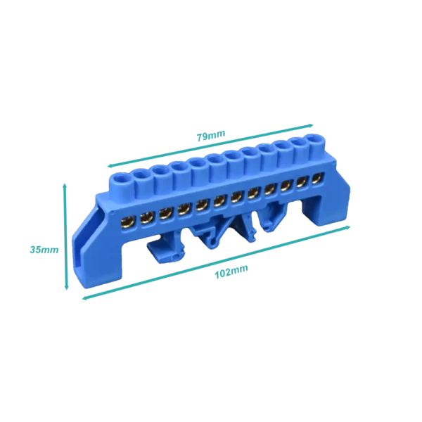 Regleta Azul 12-Conexiones 4mm Riel Din Distribucion Electrica