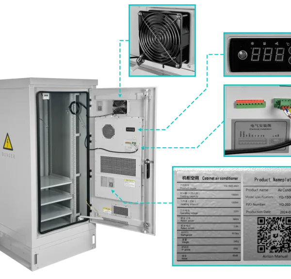 Rack Exterior 32U Aire30KWh 1660x750mm IP55 Bandeja c/Llave Fondo-45cm