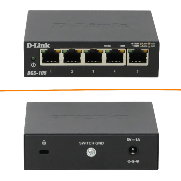 D-LINK Metalico 5-1000 Gigabit Switch no-Admin no-Rack Compacto inc/5V