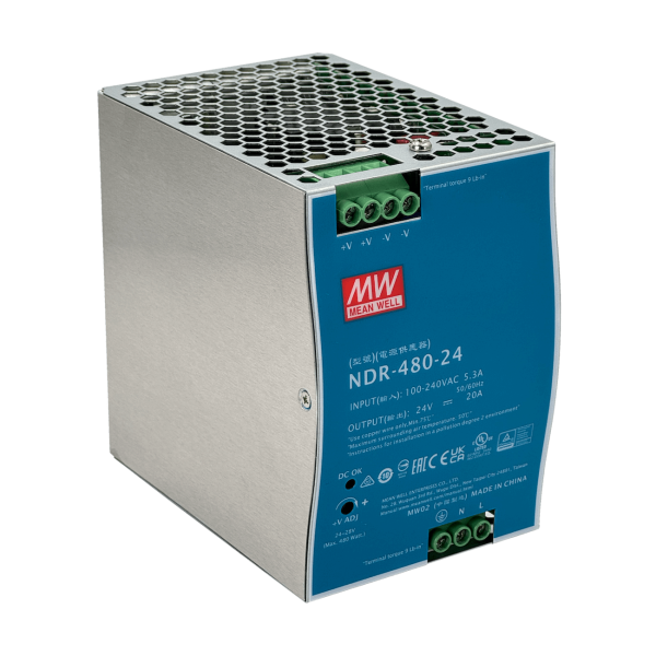 MEANWELL 24VDC 480W 20A ajust/24-28V Ancho-86mm Riel-DIN Fuente Poder - Imagen 3