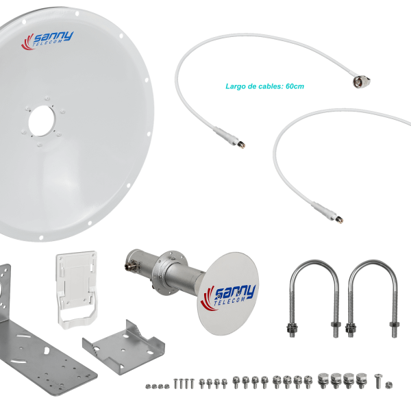 SANNY 4,9-6,5GHz 25dBi 2-N-H Slant-45º 2x2 Antena Dish - Imagen 3