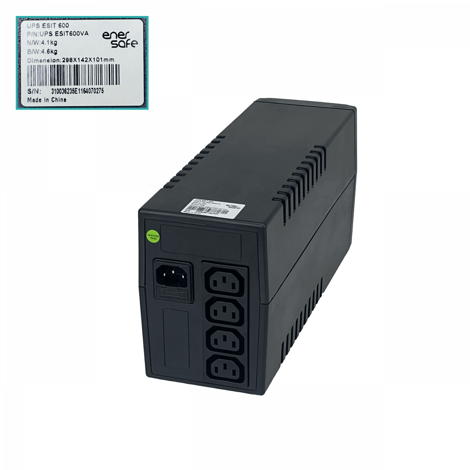 ENERSAFE 52WH 1x7AH 600VA 360W 4-C13 1-C14 AVR Interactiv UPS - Imagen 4