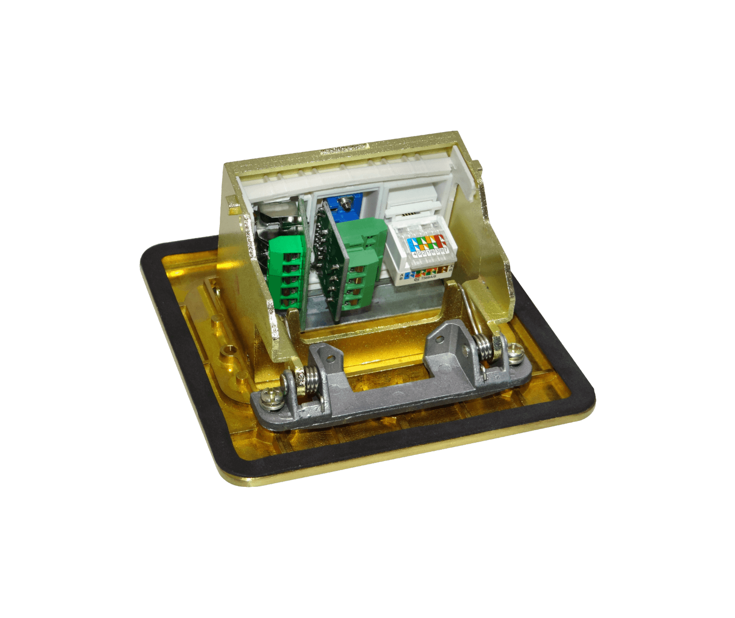RJ45 3-RCA VGA-r Caja a Piso Abatible Metal 103x99x55mm Tapa-118x120mm - Imagen 5