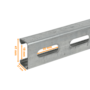 Perfil Strut 1mt 21x41x1,2mm Perforado Fierro 100cm
