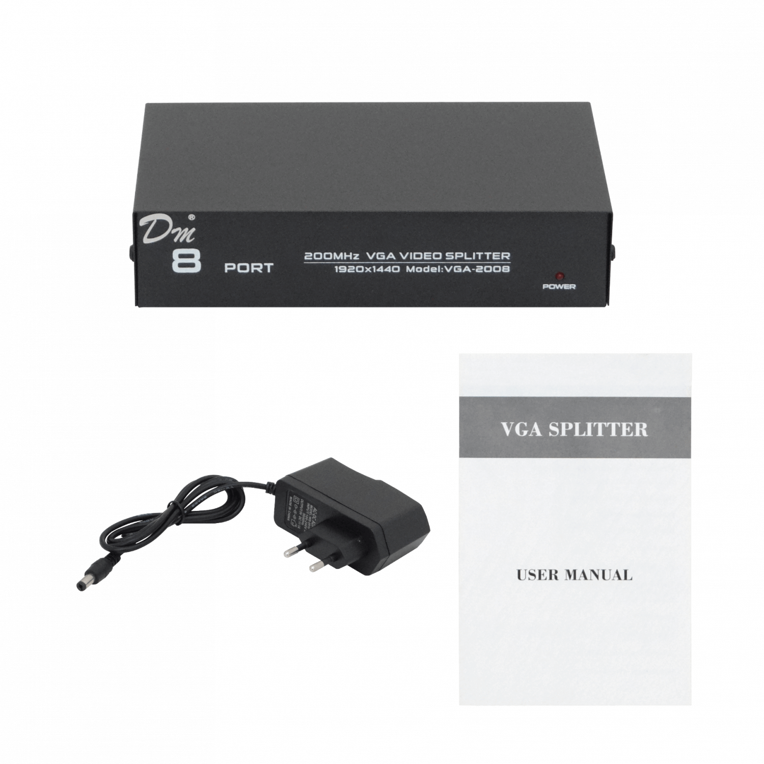 VGA-2008 Video Splitter 8-VGA-H 1-VGA-M 1920x1440 200MHz inc-5V/1A - Imagen 3