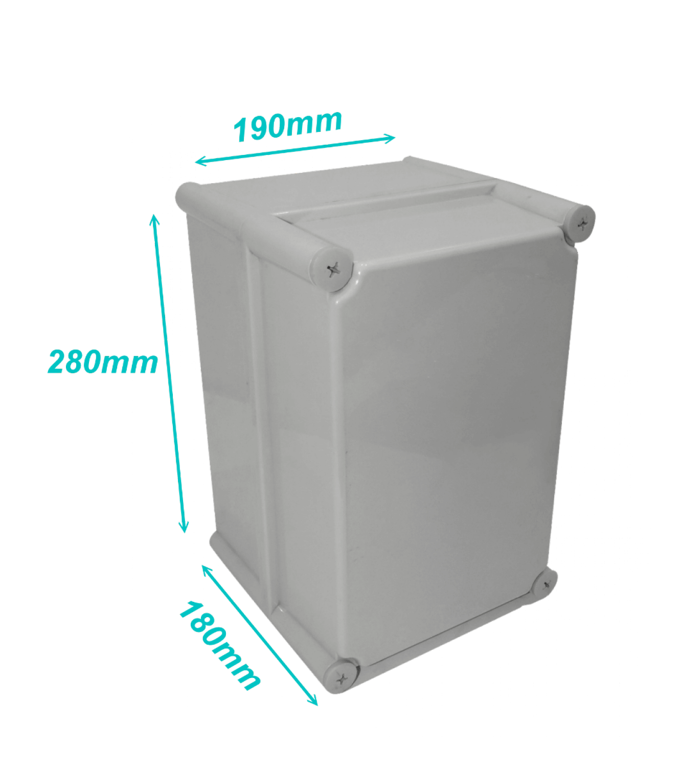 TIBOX 280x190x180mm Tapa-Gris Caja-Gris Plastica IP66 RoHS c/Placa - Imagen 2