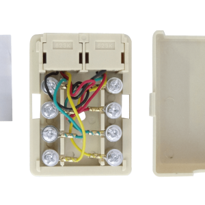 Roseta 2-RJ11 6P4C Doble Ivory Beige Sobrepuesta 8-tornillos