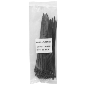 50-un 200x4,8mm Negra Amarra Plastica Nylon 4.8x200mm