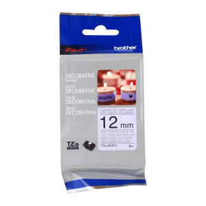 BROTHER 12mm Negro en Fondo Mora Pastel Cinta 4mt p/PT-H110/E110/H200