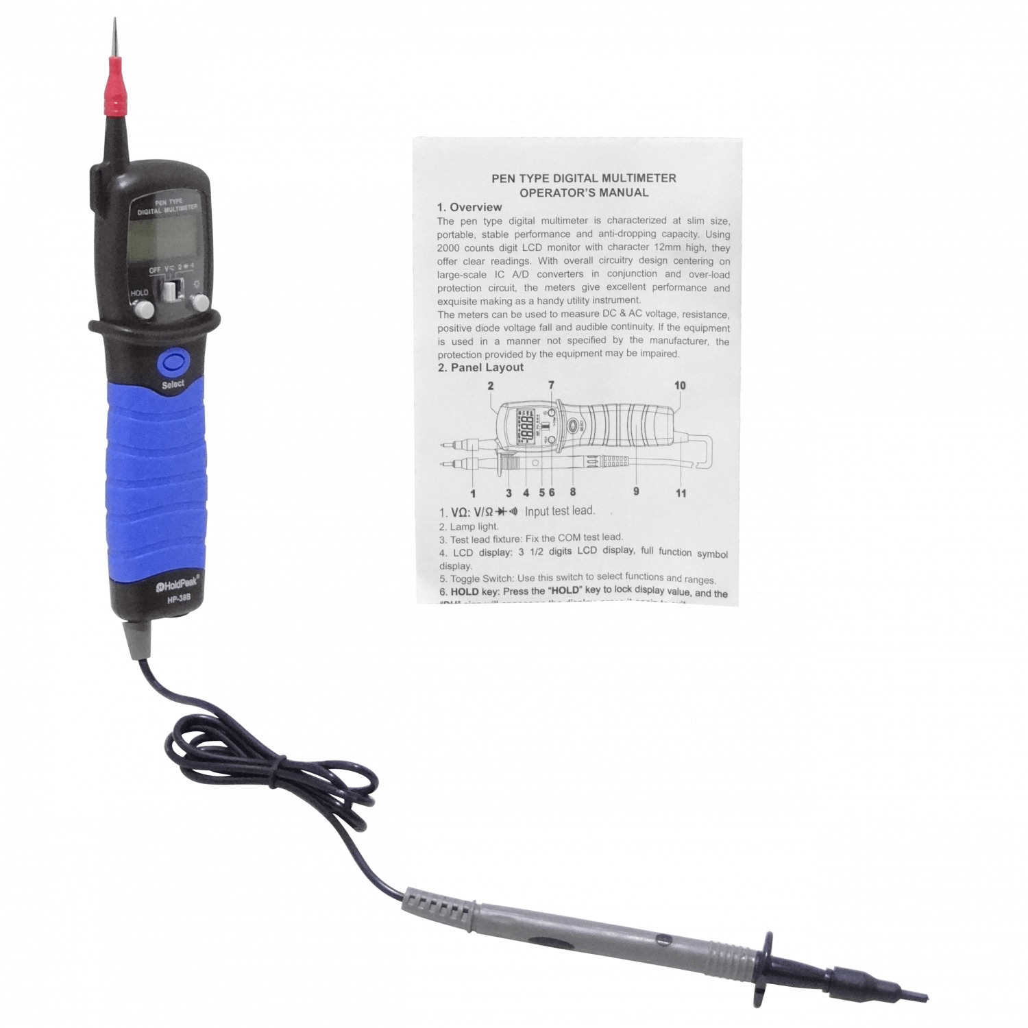 Multitester Directo 1-Pinza-Fija Digital req-2x-AAA 600VDC/AC HP-38B - Imagen 4