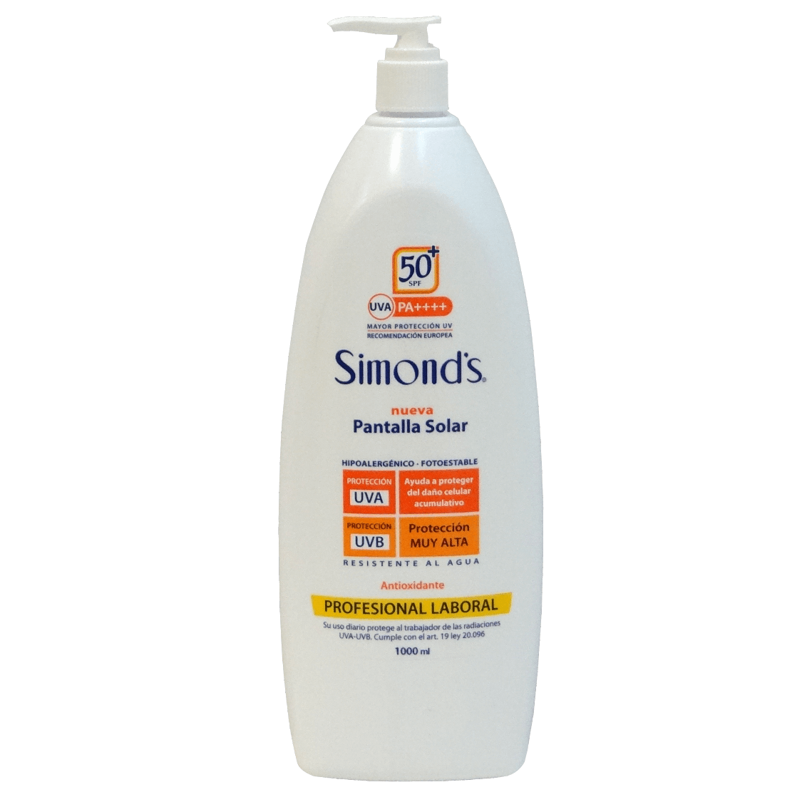 Protector Solar 1000ml 1LT FPS 50+ profesional laboral Bloquea
