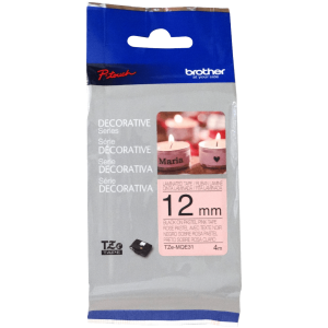 BROTHER 12mm Negro en Fondo Rosa Pastel Cinta 4mt p/PT-H110/E110/H200