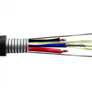 SM OS2 2-Fibras-G652D + 2xAWG14 1-mt Hibrido Negro Exterior PE 10mm