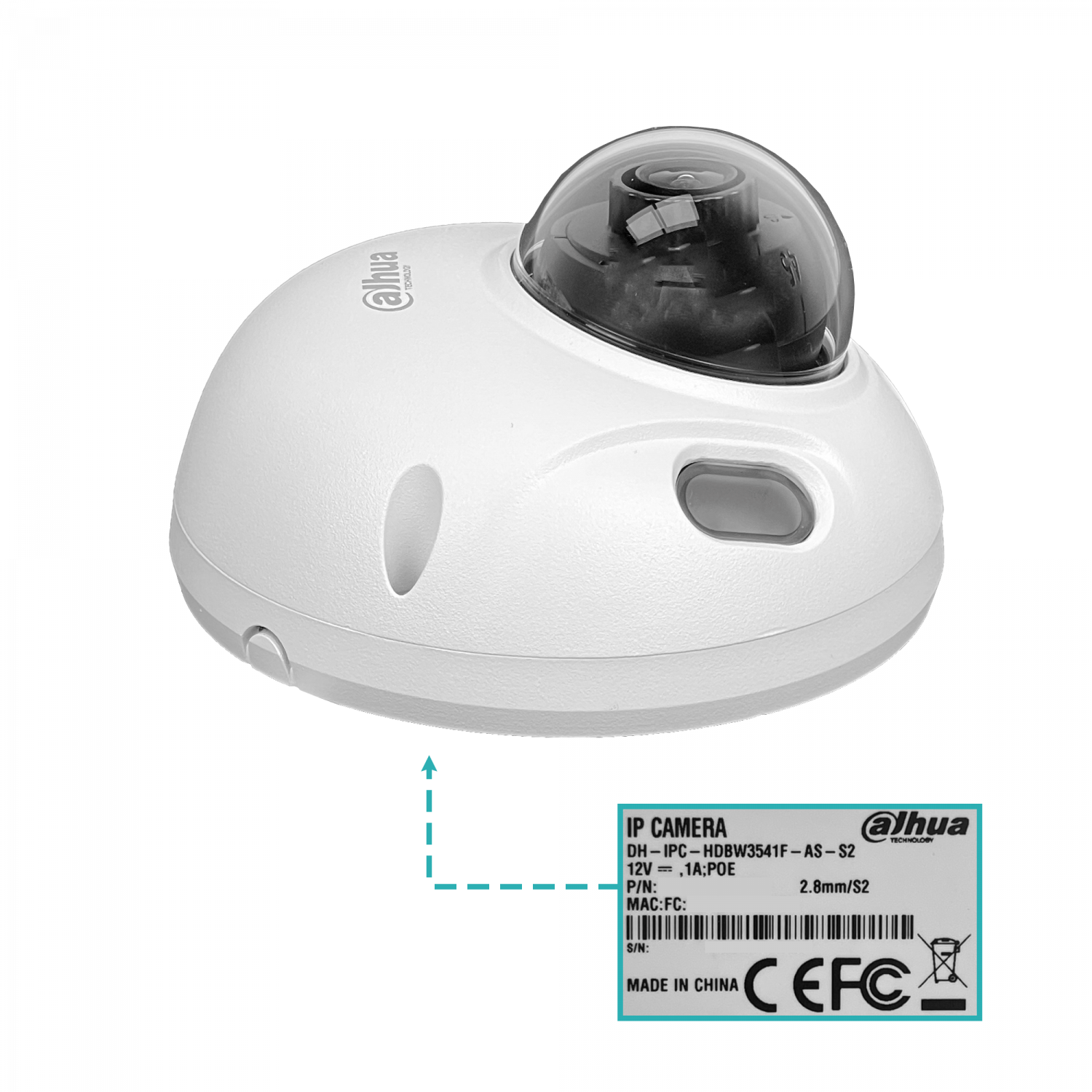 DAHUA Mini Domo 5MP lente Fijo-2,8mm IP67 IK10 PoE RCA IR30mt WizSense - Imagen 4