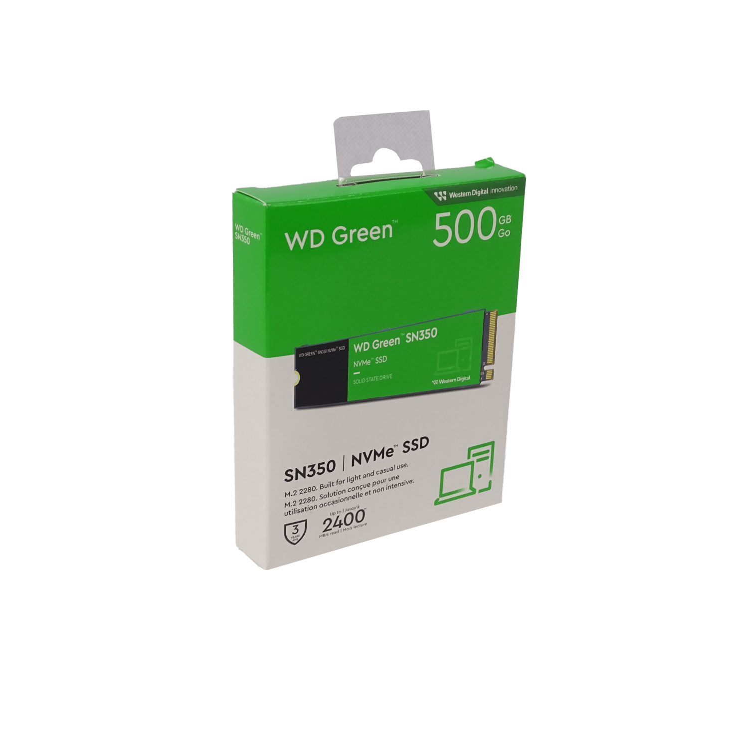 WESTERNDIGITAL 500GB NVMe M.2 2400-900mb/s M.2 SSD Solido WDS500G2G0C - Imagen 3