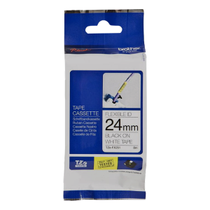 BROTHER Flex 24mm Negro en Fondo Blanco Cinta 8mt p/PT-E550WVP/D600VP