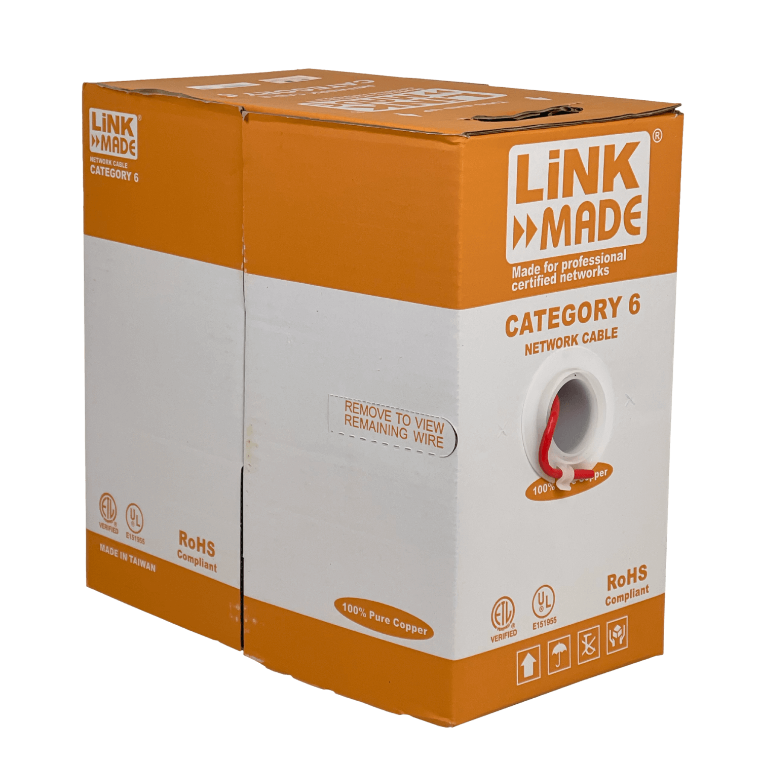 LINKMADE ROJO CAT6 UTP 300MT UNIFILAR COBRE CAJA CABLE Taiwan - Imagen 4