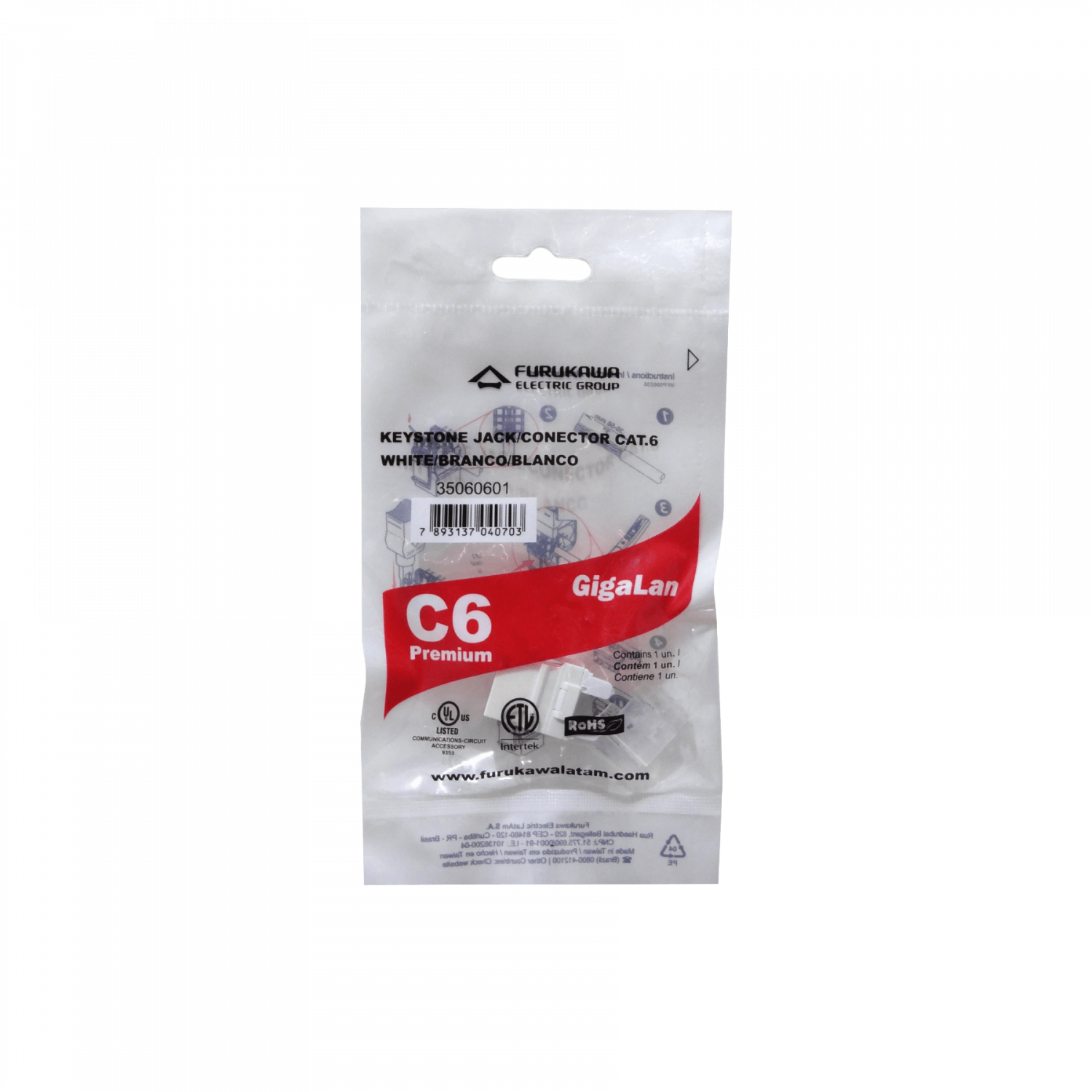 FURUKAWA Premium Blanco Cat6 UTP Gigalan Keystone Hembra RJ45 35060601