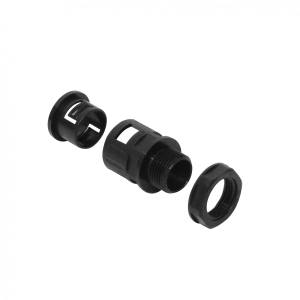19mm Salida Caja Prensa Estopa p/Conduit Flexible Plastico Negro